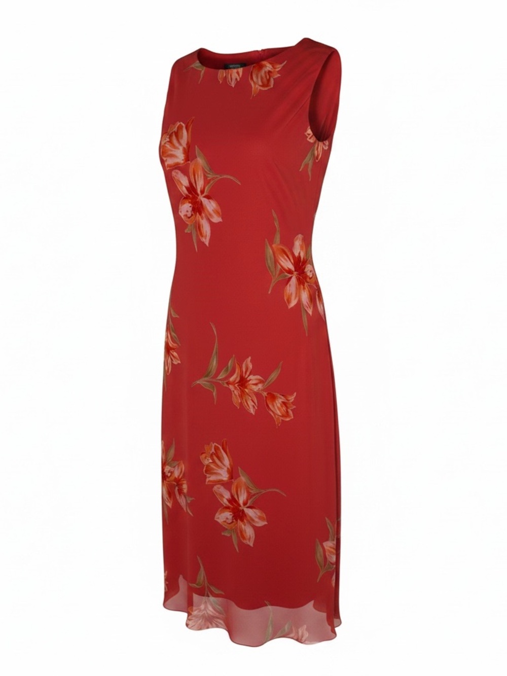 Studio I Red Floral Sleeveless Midi Dress Size 14